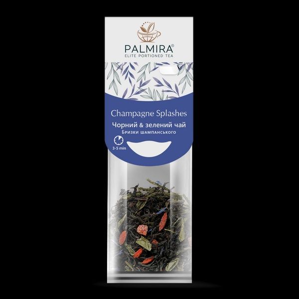 Суміш чорного та зеленого чаю Palmira "Бризки шапанського" (Champagne Splashes) - 10 шт. 1520514053 фото